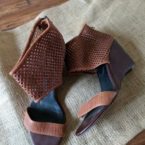 Bootie Sandal - open toe Bootie Brown, wedge heal